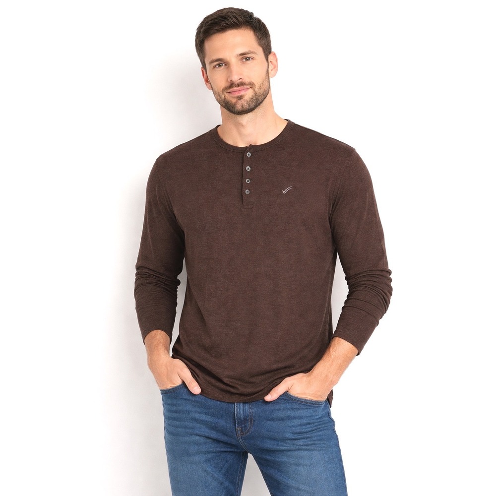 WILLIAM RAST Mens Booker Thermal Long Sleeve Henley Shirt XL Brown Cotton  99-28